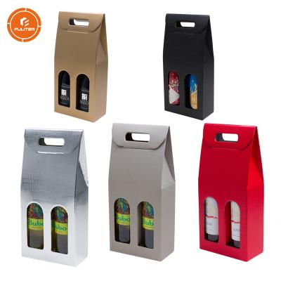 China Recycled Materials Custom Printed Red Wine 1/2/3 Bottle Carriers Box Packaging Gift Paper Cardboard Wine Box Packaging for sale