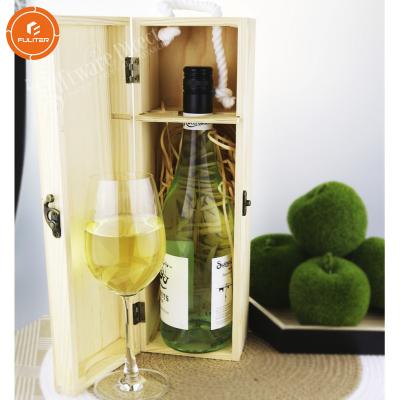 China Recycled Materials Wholesale Custom Luxury Natural Wooden Wine Box Wooden Color Wine Box Wholesale Gift Box With Lock for sale