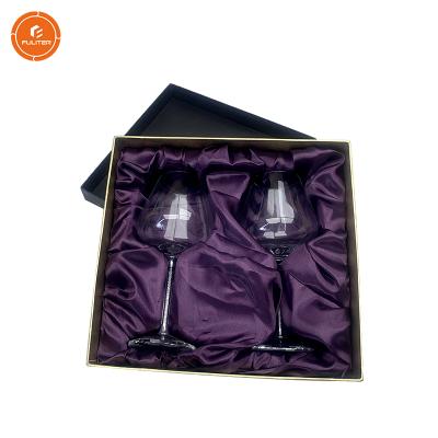 China Handmade Cheap Blue Silk Tissue Paperboard High Quality Size Glass Wine Packaging Box for sale