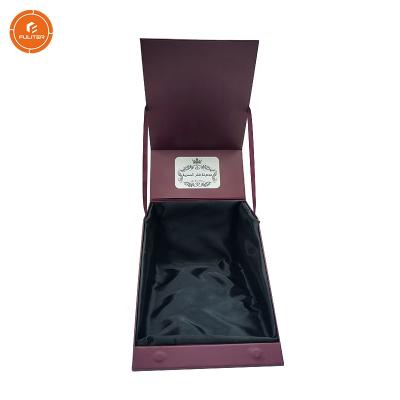 China Handmade Customized Luxury Magnet Gift Box Packaging Red Hat Packaging Box With Black Satin Lining for sale