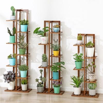 China CLASSIC Natural Bamboo 6-Tier Wooden Stand Plant Stand Corner Flower Pot Rack Display Rack for sale