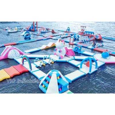 China Fashionable Summer Sea Island Inflatable Obstacles Equipment Inflatable Floating Water Park for sale