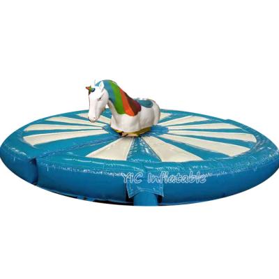 China Mechanical Inflatable Rodeo Horse Riding Entertainment Outdoor Fun Unicorn With Mat for sale