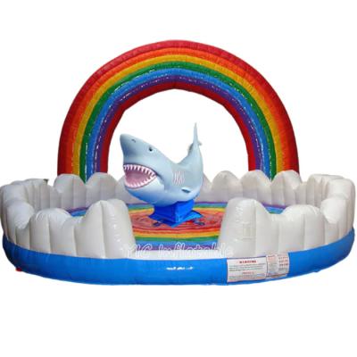 China Inflatable Rodeo Dolphin Shark Hammerhead Shark Mechanical Outdoor Entertainment Inflatable Games With Mattress for sale