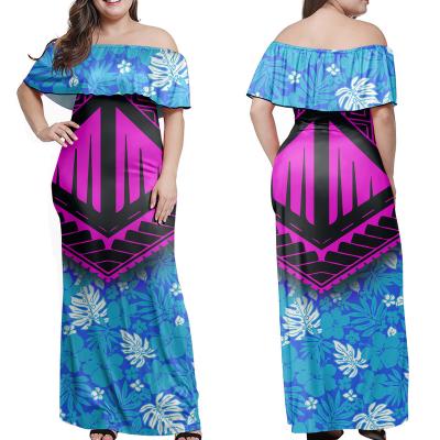 China Wholesale Women Anti-static Maxi Dress Plumeria Tribal Printed dresses Polynesia summer ladies plus size dress women clothing for sale