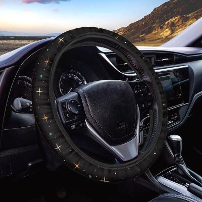 China Perfectly Fit Custom Auto Steering Wheel Dye Printed Elastic Durable Universal Fit Auto Fancy Steering Wheel Cover Hot for sale