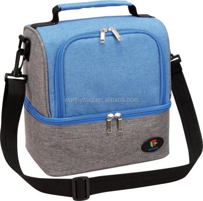 China Insulated Double Layer Lunch Cooler Bag With Should Tie for sale