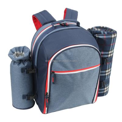 China Mix Color Insulated Picnic Backpack With Cutlery Bottle Holder And Picnic Blanket For Four Person for sale