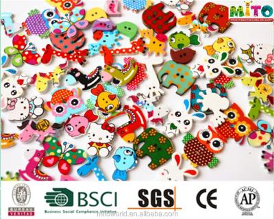 China MTCR-WDC058 colorful owl wooden button viable for kid's diy game for sale