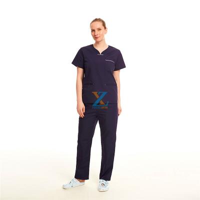 China 65% Polyester 35% Eco-friendly Cotton Anti Bleach Women Nurse Scrub Suit for sale