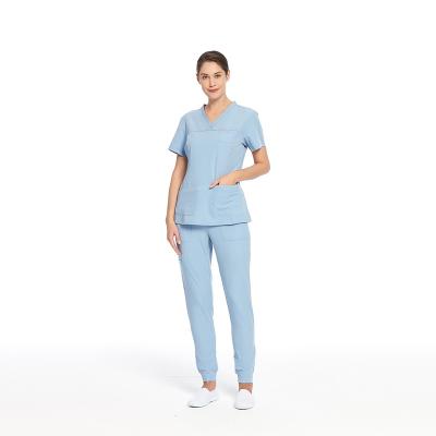 China Breathable/comfortable/absorb 2022 fashion beauty salon spa clinic clinic hospital nursing/sweat female uniform sets scrubs work suit for sale