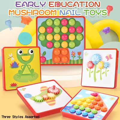 China ABS Early Education Puzzle Nail Mushroom Toy Kids Montessori Early Childhood Education Toys for sale