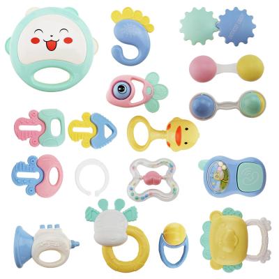 China Soft Toy 17pcs Baby Rattle Teether Toys Infant Grasping Grab Toys, Rattles Set With Storage Box For Toddler Newborn Baby for sale