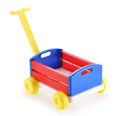 China Plastic Children Blocks Educational Cart Assembling Toy Cart Roll Cart Boy Assembly Storage DIY Toys Push And Pull Toy for sale