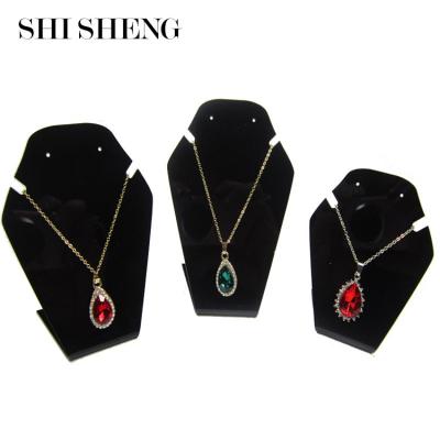 China Eco-Friendly SHI SHENG Wholesale Black Acrylic Mannequin Necklace Earrings Holder for Jewellery Window Display Stand for sale