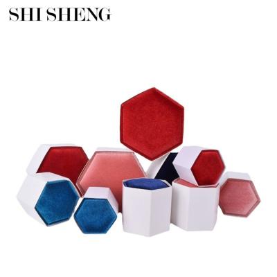 China Morden SHI SHENG Custom Logo Velvet Insert Wedding Jewelry Ring Box Packaging For Jewelry Luxury for sale