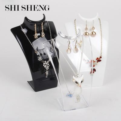 China Luxury SHI SHENG Multiple Color Plastic Jewelry Display Neck Bust Mannequin Stand For Necklace Earrings for sale