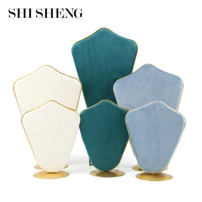 China Eco-friendly SHI SHENG Fashion Velvet Green Gray Blue Earring Necklace Stand Jewelry Body Mannequin Bust Stand For Jewelry Props Display for sale