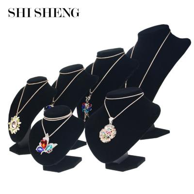 China SHI SHENG Eco-friendly 2021 Hot Selling Black Velvet Necklace Jewelry Display Bust Stand Jewelry Display Neck Racks for sale