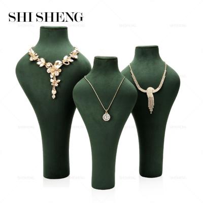 China SHI SHENG Luxury Suede Leather Jewelry Necklace Bust Display Mannequin Eco-friendly Stand For Jewelry Showcase for sale