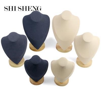 China SHI SHENG Luxury Microfiber Flannel Necklace Display Jewellry Mannequin Bust Necklace Chain Window Display for sale