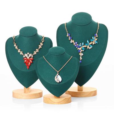 China SHI SHENG Bamboo Necklace Display Stand Luxury Velvet Dangle Earrings Show Jewellry Mannequin Bust For Window Display for sale