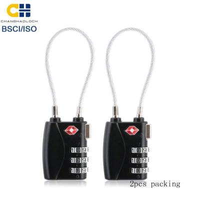 China TSA-719 2pcs zinc alloy twin cable padlock TSA keyless racing padlock colored padlock for sale