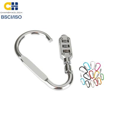 China Aluminum Alloy 3 Digit Carabiner Hook Aluminum Combination Lock for sale