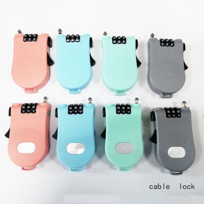 China Computer Cable Lock for Laptop or Travel Macaroon Color 3 Digit Combination Cable Lock Retractable for Scooters and Baby Carriage for sale