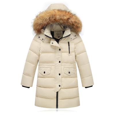 China Winter Kids Duck Down Jackets Thicken Warm Parka Boys Fur Hooded Coats Mid Long Wholesale Plus Faux For Kids Girl for sale