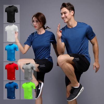 China Anti-Wrinkle Spandex Sport Gym T-shirt Running White Custom Printing High Quality Short Sleeve O-Neck Mens Organic Cotton Polyester Tee for sale