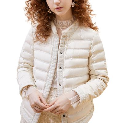 China Factory Custom Made Winter Breathable Coats Packable Stand Collar Clothing Ultra Light Short Warm Women Down Jacket for sale