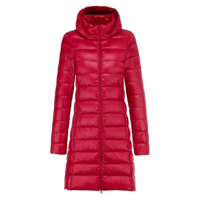 China Lightweight Hooded Slim Warm Anorak Winter Stripper Jacket Windproof Long Parka For Women's Down Coat for sale