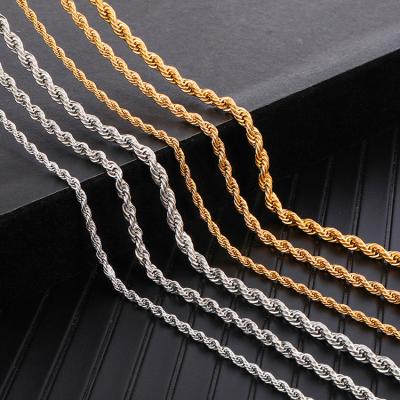 China Hiphop/Rock Simple Fashion Design Men's Gold Necklace 316L Stainless Steel 18k Gold Rope Chain Necklace for sale