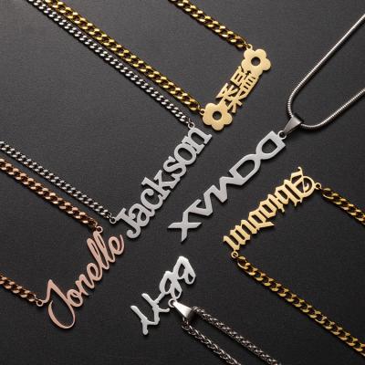 China Custom Steel Hiphop/Rock Mens Cuba Chain Hiphop Necklace 316L Gold Plated Custom Name Letter Pendant Necklace for sale