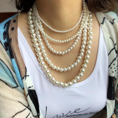 China Bohemia Romantic Long Handmade Sweater Chain Multi Layers Bead Pearl Necklace For Women for sale