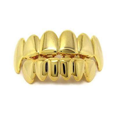 China New Fashion Arraives 18k Gold Plated Grill Set Hiphop Teeth Teeth Top And Bottom Braces For Women Men for sale