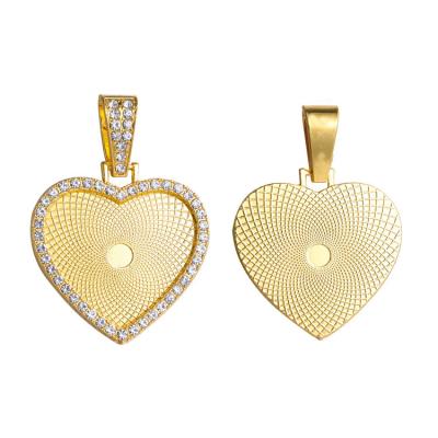 China Custom New Punk Fashion Hiphop Alloy Rhinestone Heart Shape Photo Frame Picture Pendants for sale