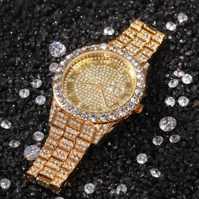 China New hip day/date men's fashion high-grade hops full diamond watch punk waterproof quartz watch for sale