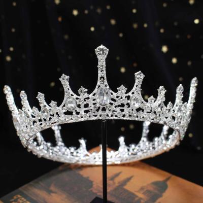 China H500 Alloy +Rhinestone Alloy +Rhinestone Wholesale Crown Bridal Tiara Korean Crystal Round Crown Princess Birthday Tiara for sale