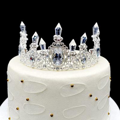 China NEW ALLOY crystal crown wholesale ice cube crown birthday cake tiara Korean baroque baking decoration for sale