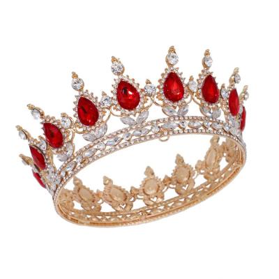 China Full Round Alloy +Rhinestone Birthday Party Prom Wedding Girls Hair Crown Crystal Crown Cake Topper Bridal Decorations for sale