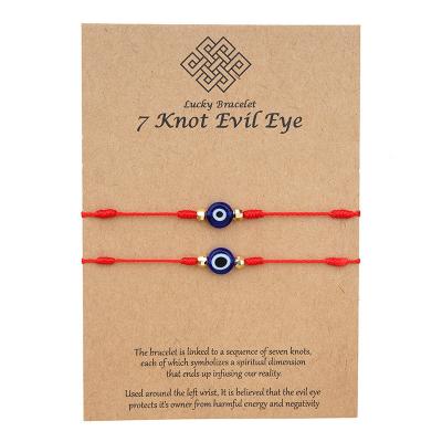 China Latest Design TRENDY 7 Knot Couple Creative Lucky Devil Eye Bracelet Card Knitting Bracelet for sale