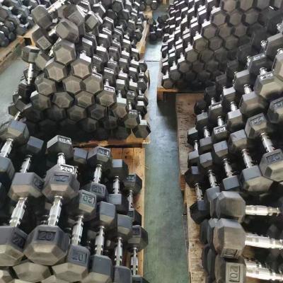 China Eco-Friendly Wholesale Rubber Dumbbells Hex Dumbbell Fitness Equipment Dumbbell for sale