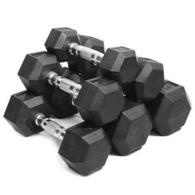 China Eco - Friendly Cast Iron Rubber Hex Gym Equipment Fitness Dumbbells for sale