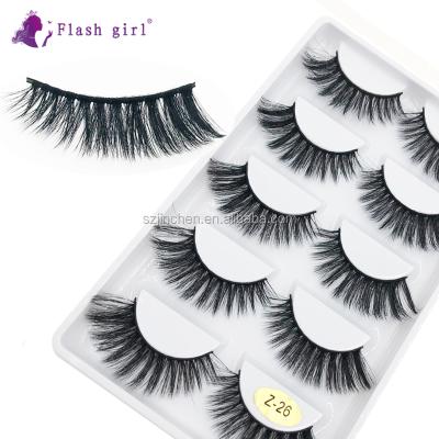 China Z26 Hot Selling False Eyelashes Reusable Good Quality Handmade Natural Soft Strip Lashes 5 Pairs Full for sale