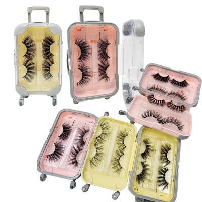 China Natural Create Your Own Brand Pairs 2/case in 25mm Long Thick Mink Strip Lashes Packaging Case for sale