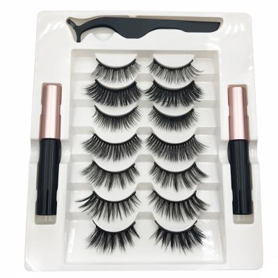 China Long 7 styles mixed natural and beautiful wholesale natural 7 pair magnetic eyelashes with double magnetic coating for sale