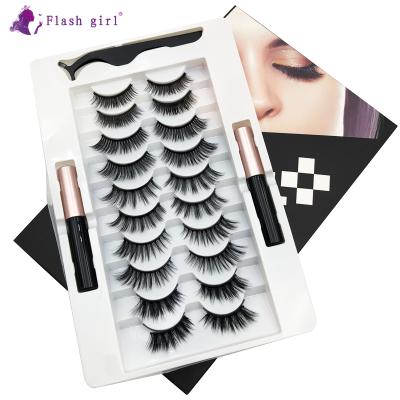 China Long beautiful and long 5 styles mixed wholesale natural 10 pairs magnetic eyelashes with double magnetic coating for sale