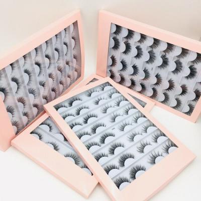 China Easy to Wear Free Shipping 16 Pairs Per Set 3D False Mink Hair False Eye Lashes With Pink Box for sale